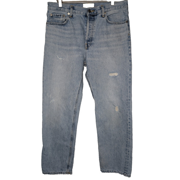 Everlane Relaxed Straight Fit Organic Cotton Distressed Light Wash B Fly Jean 28 - Picture 1 of 6